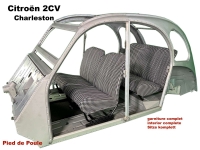 Citroen-2CV - Interieur Charleston houndstooth (Pied de Poule) 2CV6 (volledig gestoffeerd op nieuwe fram