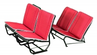 Citroen-2CV - 2CV oud, stoelhoezen voor + achter, hangmat, rood gestreept (Bayadère Rouge). Beter verwe