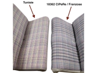 Citroen-2CV - Stoelbekleding 2CV6 Club, voor + achter. Symmetrische rugleuning. Stof (Ecossais 1661) in 