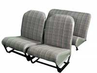 Citroen-2CV - Stoelbekleding 2CV6 Club, voor + achter. Symmetrische rugleuning. Stof (Ecossais 1661) in 