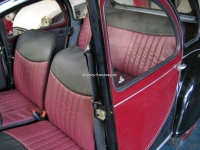 Citroen-2CV - Stoelbekleding 2CV6 voor + achter + deurpanelen. Imitatieleer van zeer hoge kwaliteit in z