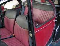 Citroen-2CV - Stoelbekleding 2CV6 voor + achter + deurpanelen. Imitatieleer van zeer hoge kwaliteit in z