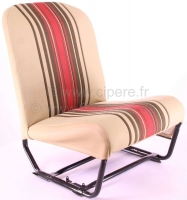 Citroen-2CV - Stoelbekleding 2CV6 voor + achter. Symmetrische rugleuningen. Stof (Beige Raye 1666) in de