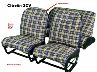 citroen 2cv complete stoelhoezen sets stoelbekleding voor achter symmetrische rugleuning stof P18886 - Bild 1