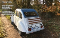 Citroen-2CV - 2CV, blauw (Bleu Azurite) schuifdak. Binnenslot, normale achterruit. Gemaakt in Frankrijk