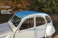 Renault - 2CV oud, blauw (Bleu Azurite) schuifdak. Buitenslot, normale achterruit. Gemaakt in Frankr