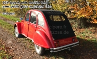 Citroen-2CV - 2CV oud, lang oprolbaar dak met kleine achterruit. Materiaal katoenen stof zwart, sluiting