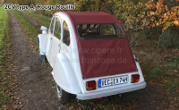 Citroen-2CV - 2CV oud, lang roldak, donkerder rood (Rouille) met grote achterruit. Ontworpen voor 2CV-ca