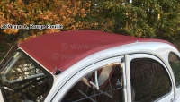 Citroen-2CV - 2CV oud, lang roldak, donkerder rood (Rouille) met grote achterruit. Ontworpen voor 2CV-ca