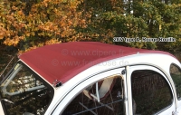 Citroen-2CV - 2CV oud, lang roldak, donkerder rood (Rouille) met grote achterruit. Ontworpen voor 2CV-ca