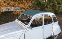 Citroen-2CV - 2CV oud, lang roldak, donkergroen (Vert Agave) met grote achterruit. Ontworpen voor 2CV-ca