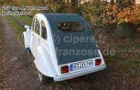 Citroen-2CV - 2CV oud, lang roldak, donkergroen (Vert Agave) met kleine achterruit. Ontworpen voor 2CV-c