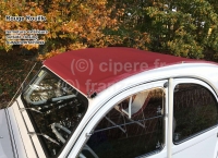 Citroen-2CV - 2CV oud, rood roldak (Rouille). Buitenslot, normale achterruit. Deze donkerdere rode kleur