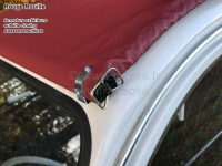 Citroen-2CV - 2CV oud, rood roldak (Rouille). Buitenslot, normale achterruit. Deze donkerdere rode kleur