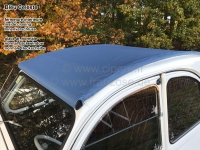 Citroen-2CV - 2CV, rolkap blauw, vergelijkbaar met RAL 5009, azuurblauw (Bleu Celeste) duifblauw, interi