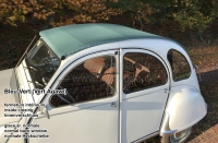 Citroen-2CV - 2CV, roll-top dak blauwgroen (Vert Agave), fijn geribbeld, interieurslot, normale achterru