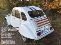 Renault - 2CV, schuifdak wit met blauwe strepen voor speciaal model France 3, Transat. Binnenslot, n