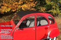 Citroen-2CV - 2CV, zwart ( NOIR, Antraciet ) schuifdak, interieurvergrendeling, normale achterruit. Gema