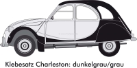Citroen-2CV - Charleston plakset compleet, grijs - zwart, voor 2CV Charleston tot 1983! 1 versie, met 2 