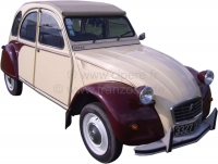Citroen-2CV - Dolly plakset donker rood-ivoor (Rouge Delage EKA + Jaune Rialto EAA). Geschikt voor Citro