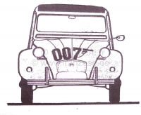Citroen-2CV - James Bond 007, stickerset, voor Citroën 2CV.