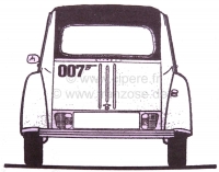 Citroen-2CV - James Bond 007, stickerset, voor Citroën 2CV.