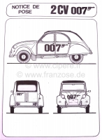 Citroen-2CV - James Bond 007, stickerset, voor Citroën 2CV.