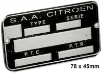 citroen 2cv embleme typeplaatje s a deze typeplaatjes gemonteerd ds 11cv P16932 - Bild 1