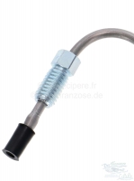 Citroen-2CV - Roestvrijstalen remleiding. Verbinding van de hoofdremcilinder naar de achteras, op de 3-w