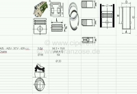 Citroen-2CV - Zuiger + cilinder (2 stuks) voor Citroen 2CV4, (425cc). Citroën AZL, AZU, Dyane (425cc). 