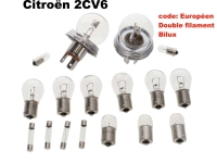 Citroen-2CV - Bilux lampenset. 12 Volt. Geschikt voor Citroen 2CV6 met Bilux koplampen. Bestaande uit: 2