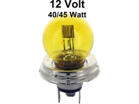 Gloeilamp 12 Volt. Bilux, 40/45 Watt, in geel!!! Niet toegestaan in het kader