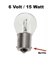 Lamp 6 Volt, 15 Watt. Ontwerp Ba 15s voor originele zijknipperlichten boven