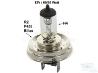 Lamp 12 Volt, H4 met Bilux lampvoet. Hierdoor kan de Bilux reflector worden