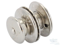 Citroen-2CV - Loxx drukknoop. Bovenste deel op stof. Geniaal eenvoudige snelspanoplossing uitgevonden in