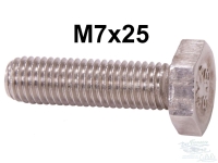 Citroen-DS-11CV-HY - M7x25 / Roestvrijstalen schroef, zeskant 12 mm. Platte schroefkop.