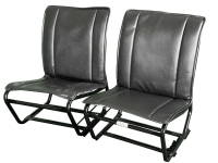 Citroen-2CV - 2CV, stoelhoes voorstoel, open zijkanten (2 stuks). Materiaal: zwart kunstleer, glad opper