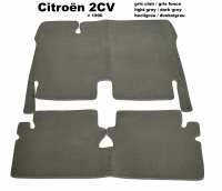 Citroen-2CV - Tapijtset in velours. Kleur: lichtgrijs (Gris clair), donkergrijs (Gris foncé) rand, 2-de