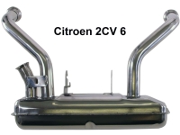 Citroen-2CV - 2CV6, roestvrijstalen einddemper. Deze voordemper is iets eenvoudiger dan ons nummer 11015