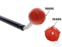 Citroen-2CV - Knop voor het openingsmechanisme van de ventilatorklep. Kleur oranje, gemaakt van hard pla