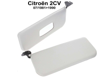 Citroen-2CV - Zonneklep links + rechts (1 paar). Getrouwe reproductie met de plastic houders. Overgang v