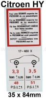 citroen ds 11cv hy banden velgen luchtdruk sticker voor 17x400 geschikt P44884 - Bild 1