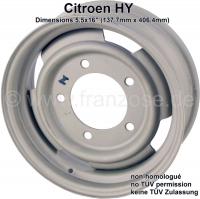 Citroen-DS-11CV-HY - Velg 16 inch. Geschikt voor Citroen HY. Deze velgen hebben geen TÜV-goedkeuring, dus moge