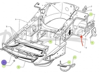 Citroen-DS-11CV-HY - Reparatiepaneel links achter het voorwiel op het chassis. Verbinding van de A-stijl naar d