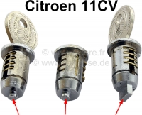 Citroen-DS-11CV-HY - Set slotcilinders voor 2 deuren + 1x contactslot, voor Citroen 11CV, van 1952-57.