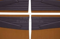 Sonstige-Citroen - DS Super, portierbekleding set (4 stuks). Okergeel velours met zwart imitatieleer. De kaar