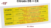 citroen ds 11cv hy motorkoeling sticker vorstbescherming 15 40 x 105 mm P43140 - Bild 1