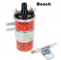 Citroen-DS-11CV-HY - Bobine 12 volt (Bosch), met serieweerstand. Geschikt voor Citroen DS, GS, HY. Peugeot 203,