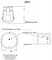 Citroen-DS-11CV-HY - Ducellier, verdelerkap voor Citroen 15CV. (6 cilinders). Zijdelingse kabeluitgangen! Total
