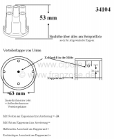 Sonstige-Citroen - SEV, verdelerkap. Horizontaal naast elkaar geplaatste bougiekabelinlaten. Geschikt voor Ci